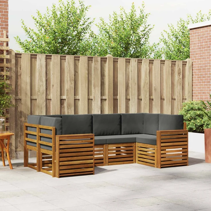 vidaXL Outdoor-Sofagarnitur 6 stk. 6-Sitzer Natur und Anthrazit 3375377 – Bild 1