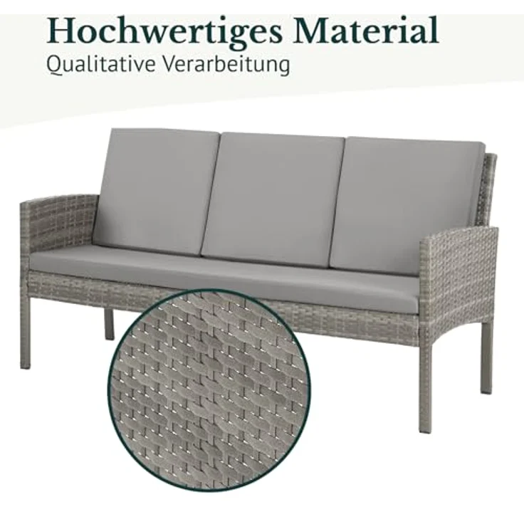 SVITA Gartenlounge-Set DENVER, (Gartenmöbel-Set), Essgruppe, Rattan, Inkl. Kissen – Bild 8