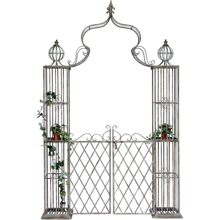 DanDiBo Rosenbogen mit Tor Pforte Metall 275x170 cm Rundbogen Torbogen Pergola 110241 Schmiedeeisen Rankhilfe Gartentor