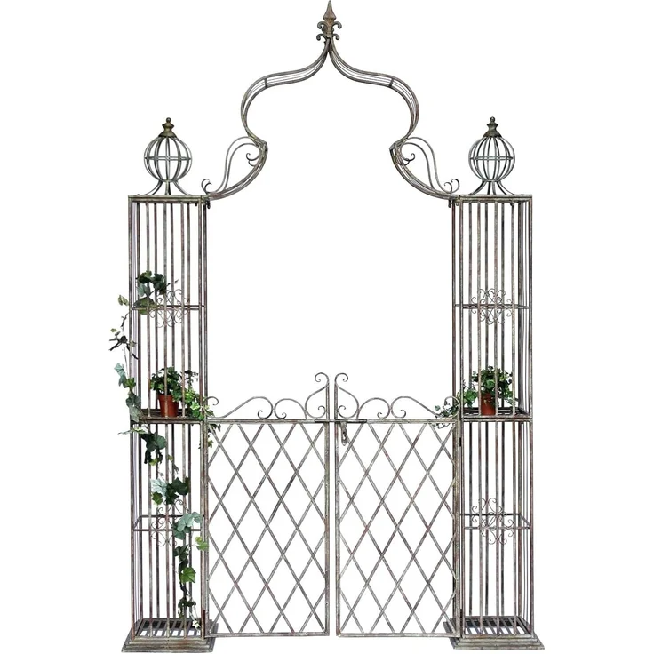 DanDiBo Rosenbogen mit Tor Pforte Metall 275x170 cm Rundbogen Torbogen Pergola 110241 Schmiedeeisen Rankhilfe Gartentor – Bild 1