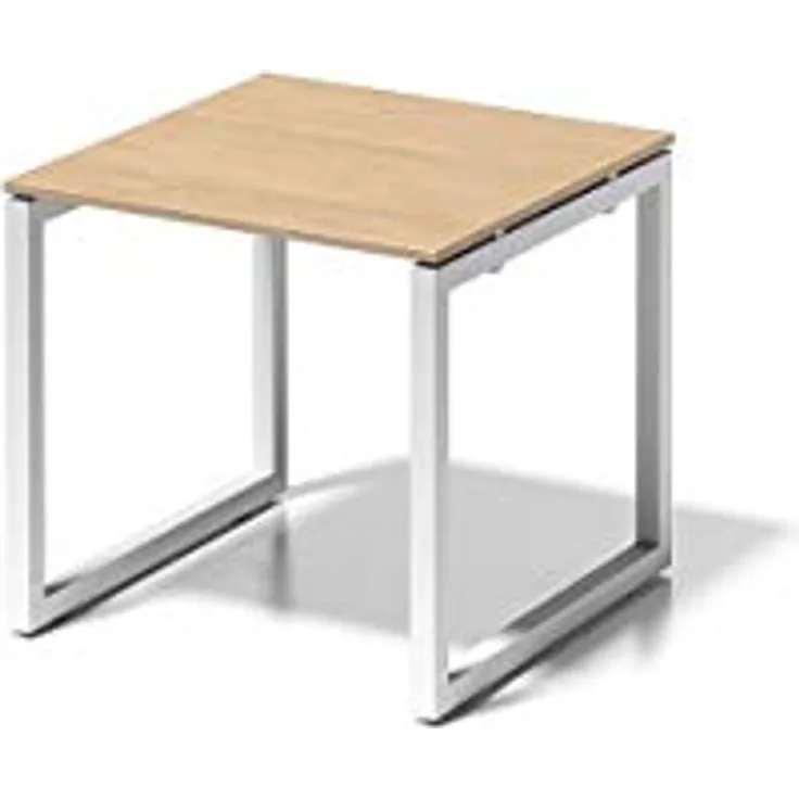 BISLEY Cito Schreibtisch, 740 mm höhenfixes O-Gestell, Metall, Mp396 Dekor Ahorn, Gestell Verkehrsweiß, 80 x 80 x 85 cm