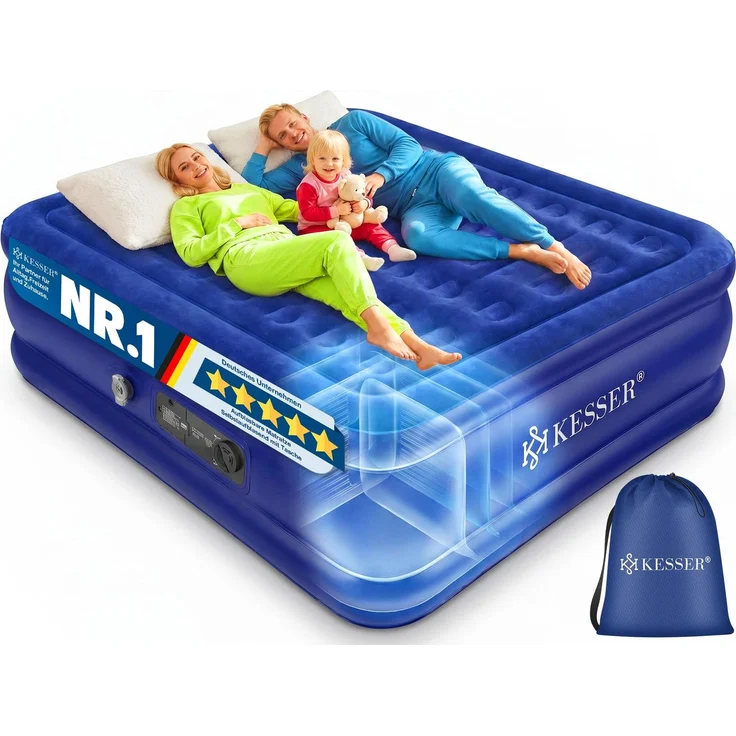 KESSER® Aufblasbare Matratze Luftbett Selbstaufblasend Gästebett mit eingebauter elektrischer Pumpe, Luftmatratze für Camping oder Heimgebrauch Mit Tasche, geeignet für 2 Person - 203 x 152,5 x 51 cm – Bild 1