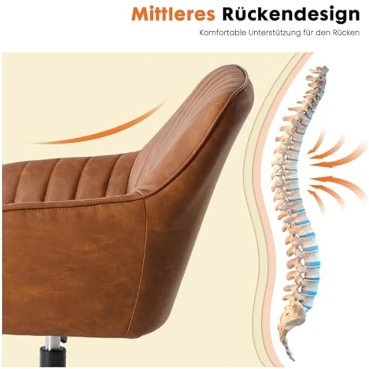Sweetcrispy Esszimmerstühle, Küchenstuhl Drehbar & Höhenverstellbar - Leder Sessel Esstisch mit Armlehne, 360° Drehstuhl Esszimmer in Braun, 2 Stück – Bild 5