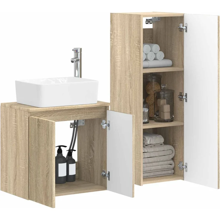 vidaXL Badezimmerschrank-Set 2 stk. Sonoma-Eiche 33 x 34,5 x 100 cm 3406125 – Bild 3