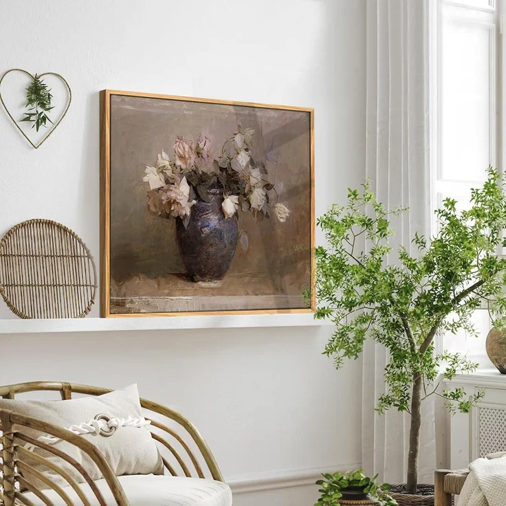 Leinwandbild Rosen Holzrahmen Rosen in Vase-Rahmen Holz 75L x 50B cm – Bild 3