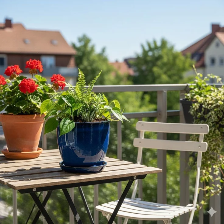 Blumentopf aus Keramik Modell "EggPot" 27cm Royal Blau mit Teller – Bild 6