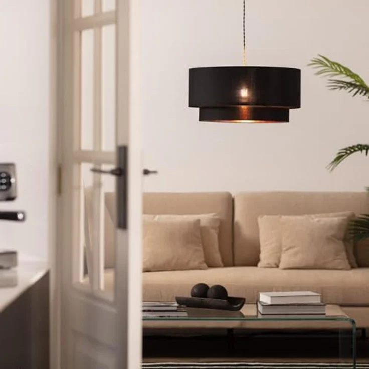 LEDKIA LIGHTING Reflect Duo Hängeleuchte, Verstellbare Länge, E27 Fassung, Schwarz, Textil – Bild 5