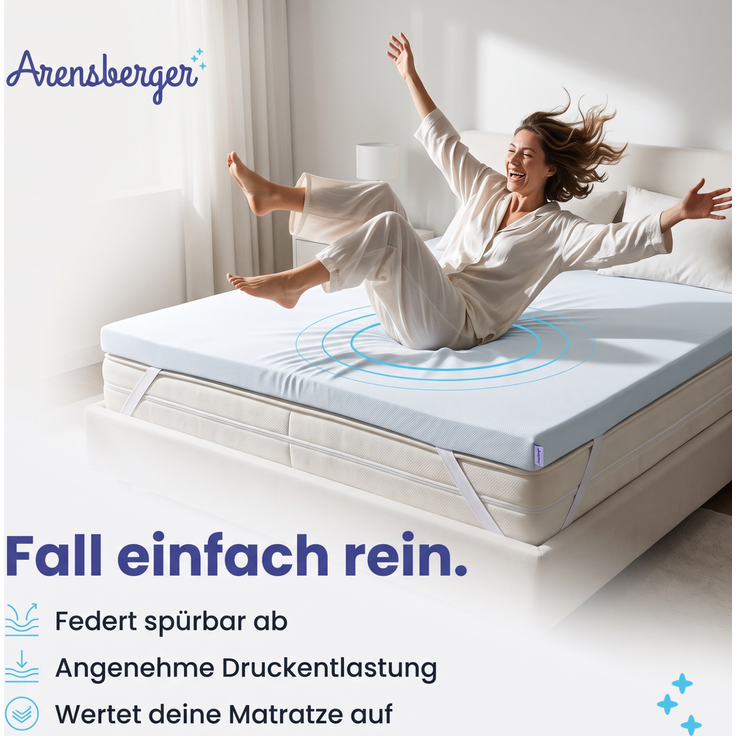 Arensberger Matratzen Topper ESSENCE, 160x200cm, Gelschaum Matratzentopper, waschbarer Bezug, geeignet für Federkern & Schaumstoff Matratzen, Höhe 5cm – Bild 2