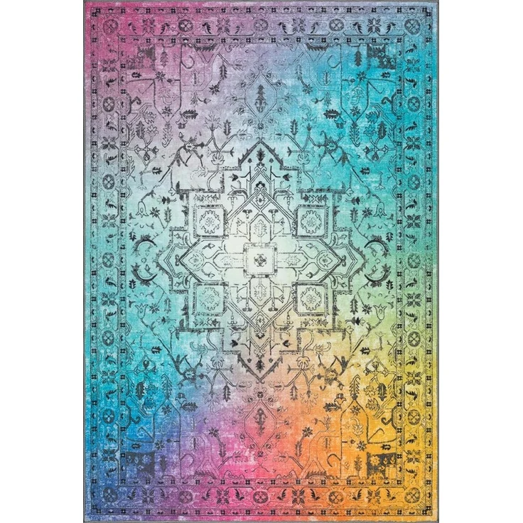 TaraCarpet Teppich Kurzflorteppich TaraCarpet Rainbow Oriental moderner Orientteppich, rechteckig, Höhe: 14 mm, Orientalisches Design in Regenbogenfarben auch für das Jugendzimmer – Bild 5