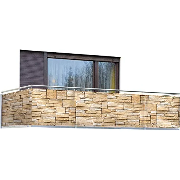Maximex Balkon-Sichtschutz Mod. Mauer, 5m, blickdichte Balkonverkleidung, UV- und witterungsbeständig, schnelltrocknend und reißfest, zuschneidbar, Kunststoff – Bild 1
