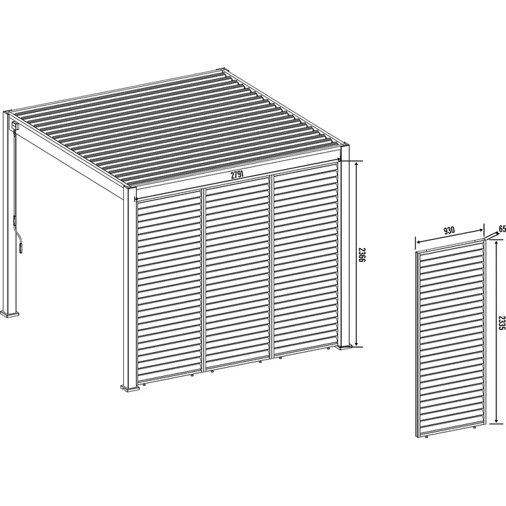 Weide Horizontale Lamellenwand für Weide Pergola | drehbare Lamellen | aus Aluminium | Weiß – Bild 6
