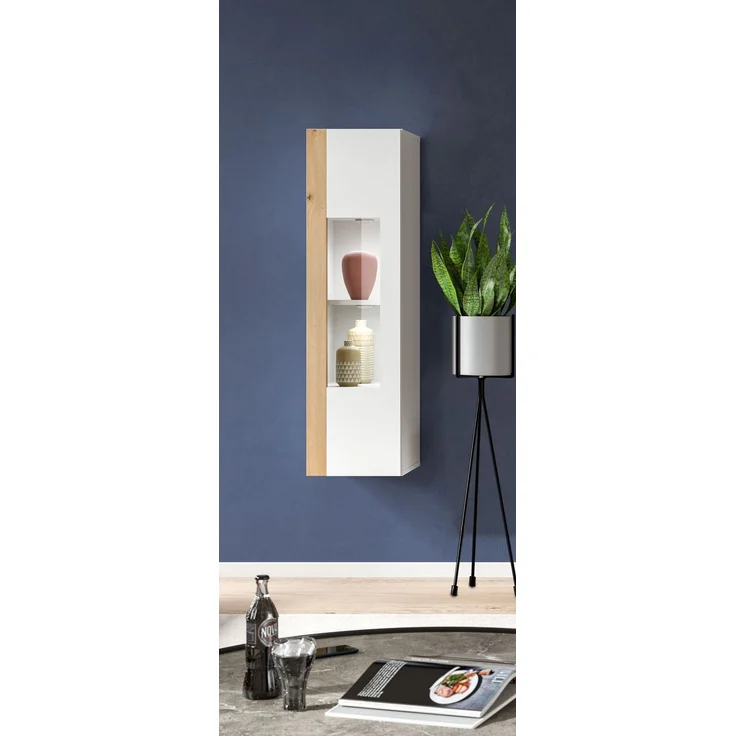 Vitrine (B/H/T: 30x112x33 cm) in weiß Nachbildung – Bild 6