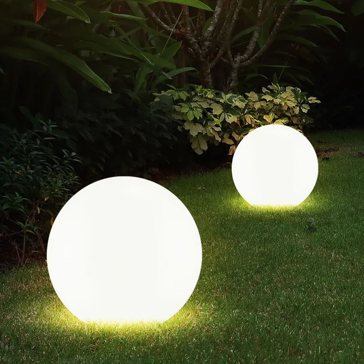 2er LED Solarleuchte, Kugel weiß, Ø 20 cm