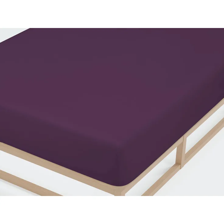 Biberna Jersey-Spannbetttuch, 100 % Baumwolle, Dunkelviolett, 1x 140x200 cm - 160x200 cm