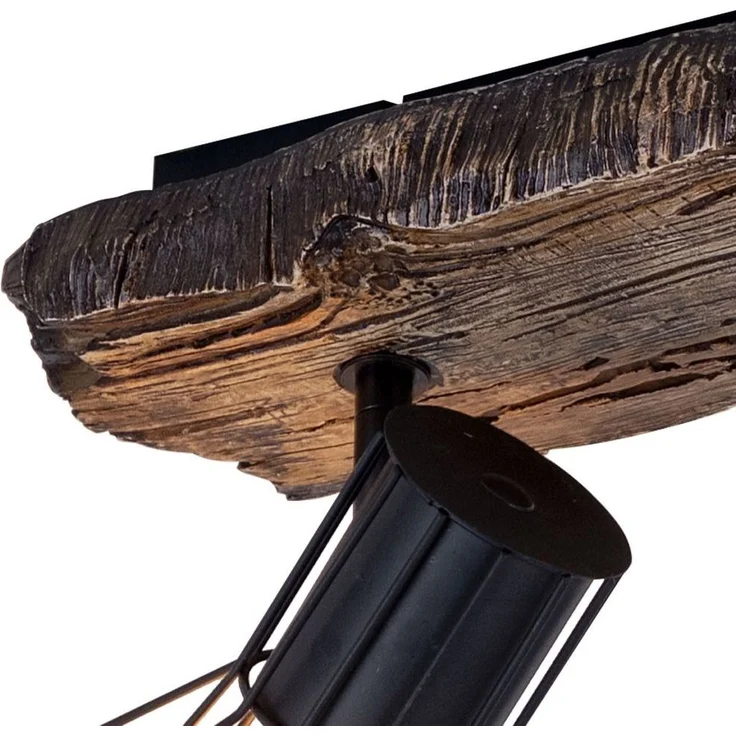 Deckenleuchte, Holzoptik, Metall, schwarz, L 38,5 cm – Bild 7