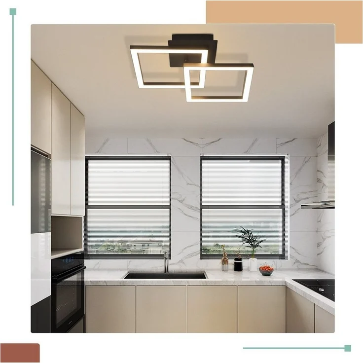 Nettlife LED Deckenleuchte Modern Deckenlampe Wohnzimmerlampe 24W Warmweiss 3000K, Drehbares, Augenschutz, LED fest integriert, Warmweiß, für Wohnzimmer Küche Flur Büro – Bild 2