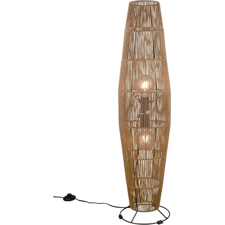 lightling Stehlampe Mikael, ohne Leuchtmittel, Rattan-Optik, mit Fußschalter, E27 – Bild 1