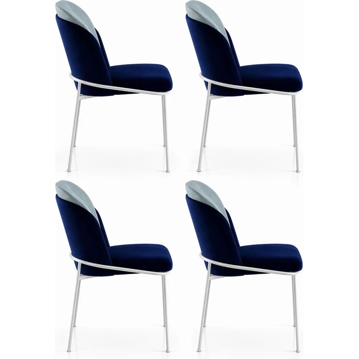 Skye Decor 'Dore 182 V4' Stuhlset (4-teilig), Dunkelblau / Weiß, 54 x 86 x 55 cm – Bild 3
