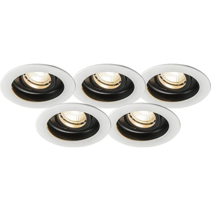 Qazqa LED Einbaustrahler Rondoo, ohne Leuchtmittel, GU10, Weiß, Modern, Aluminium, 5-flammig