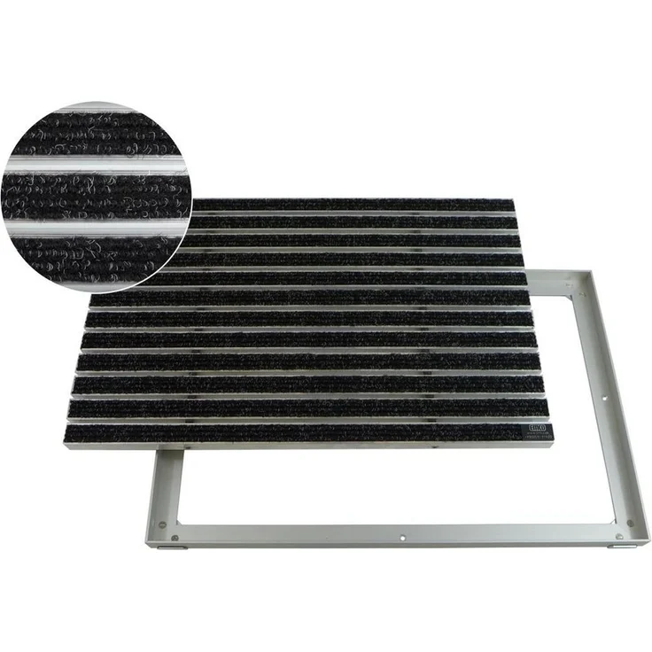 Emco Fußmatte Eingangsmatte DIPLOMAT + Rahmen Aluminium, Rips Anthrazit, rechteckig, Höhe: 25 mm, Größe: 600x400 mm, für Innen- und überdachten Außenbereich – Bild 5
