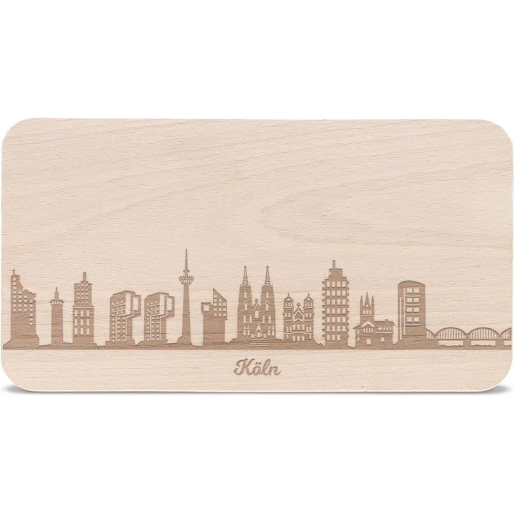 GRAVURZEILE Schneidebrett Frühstücksbrettchen mit Gravur - Skyline Köln -, Buchenholz, (Kein Set)