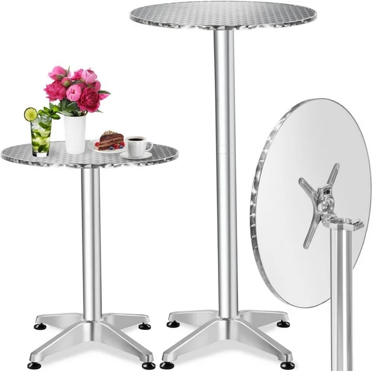 tectake Bistrotisch Aluminium Stehtisch (1-St, 1 tlg), Klappbar, Aluminium, Witterungsbeständige Tischplatte – Bild 5