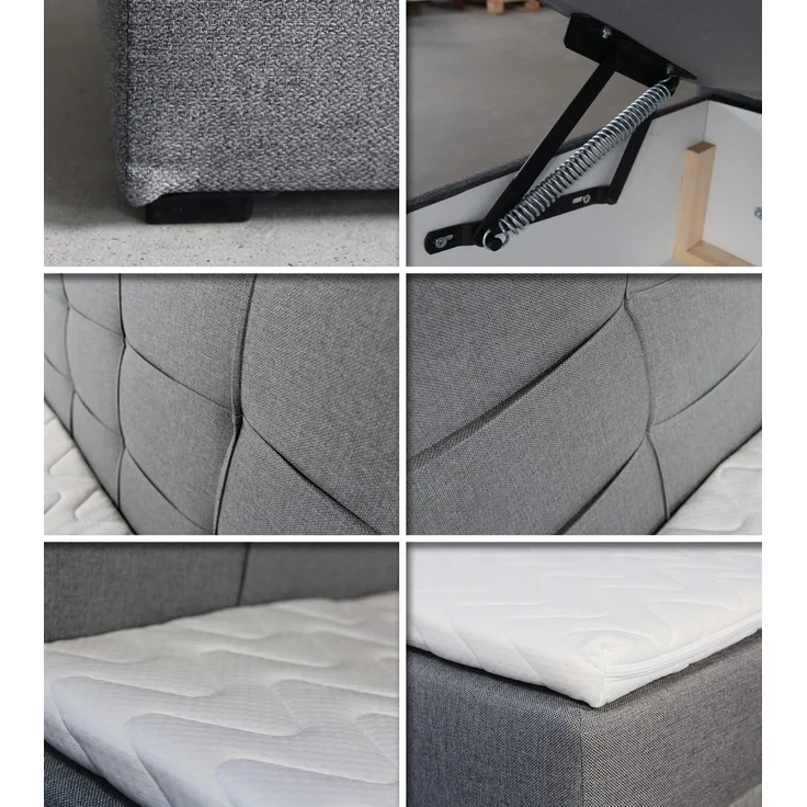 Boxspringbett Best Mini mit Bettkasten und Matratzentopper - Einzelbett mit Bonell-Matratze und Topper, Polsterbett, Bett, Schlafzimmer (Beige (Inari 22), 90 x 200 cm) – Bild 5