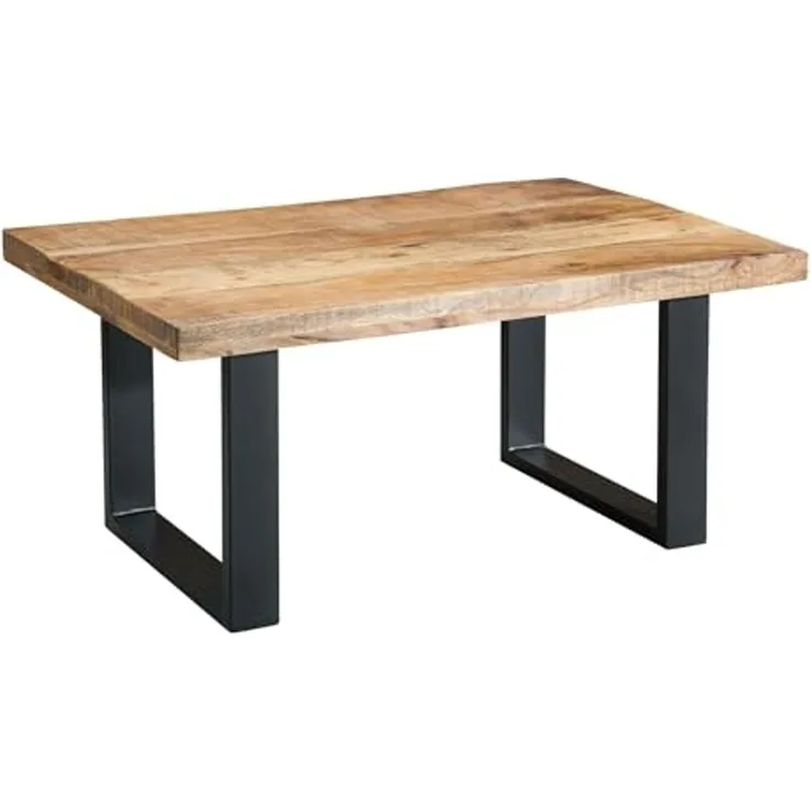 riess-ambiente Couchtisch IRON CRAFT 100cm natur / schwarz (Einzelartikel, 1-St), Wohnzimmer · Massivholz · Metall · Kufen-Gestell · eckig · Design