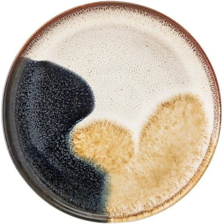 Bloomingville Teller Jules, naturfarben grau braun blau, Keramik