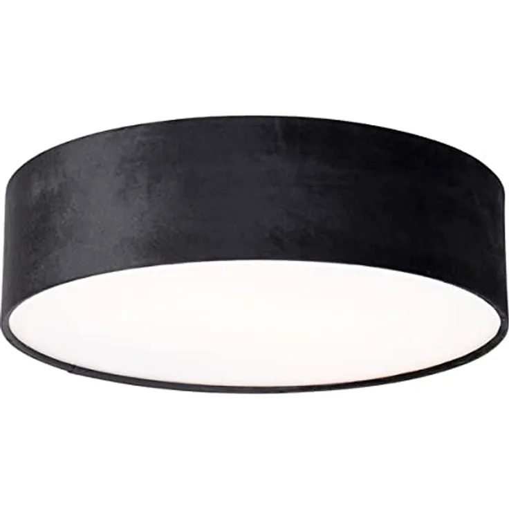 Qazqa Drum Deckenleuchte, 2-flammig in Schwarz Gold, 40cm, dimmbar für Flur, Schlafzimmer und Wohnzimmer