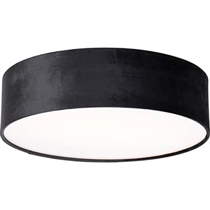 Qazqa Drum Deckenleuchte, 2-flammig in Schwarz Gold, 40cm, dimmbar für Flur, Schlafzimmer und Wohnzimmer – Bild 1