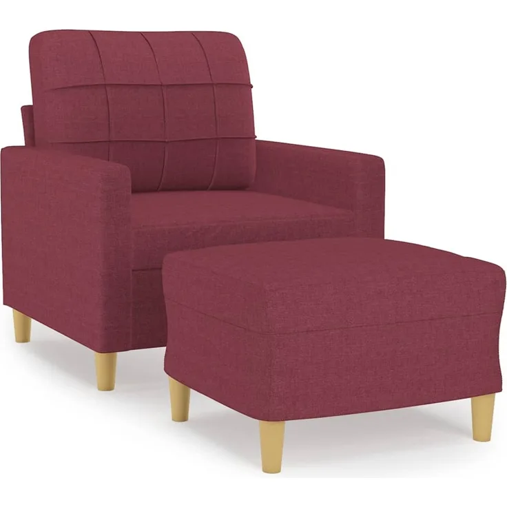 vidaXL Sessel mit Hocker Weinrot 60 cm Stoff 3200999