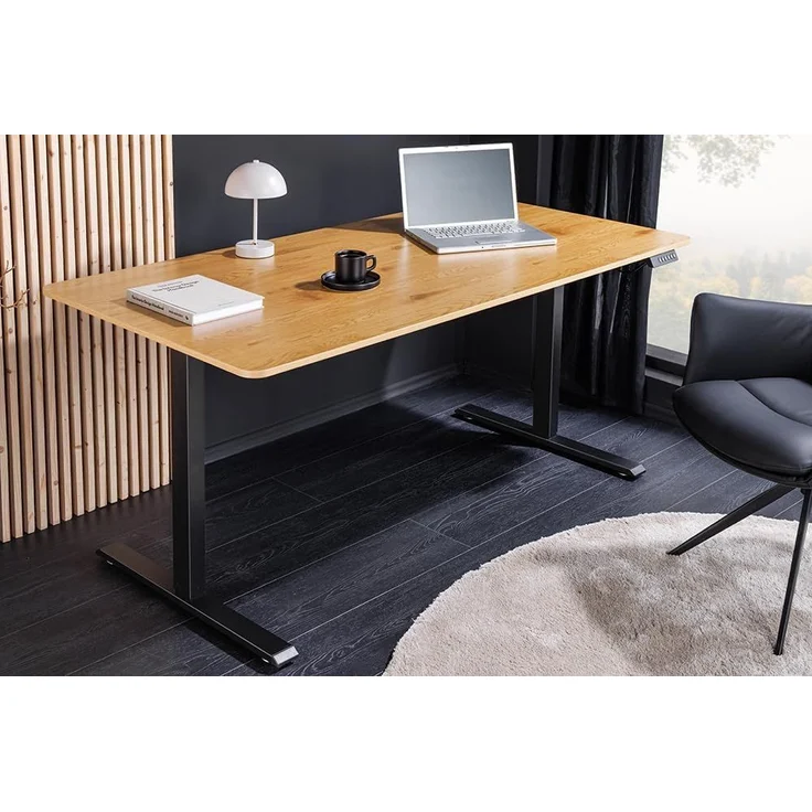 riess-ambiente Schreibtisch OAK DESK 120cm natur/schwarz-Eiche, stufenlos, höhenverstellbar, leise (Einzelartikel, 1-St), Anpassbarer Bürotisch - ideal für Arbeitszimmer, Praxis und Homeoffice – Bild 2
