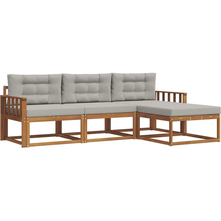 vidaXL Outdoor-Sofagarnitur 4 stk. 4-Sitzer Natur und Hellgrau 3367399 – Bild 2