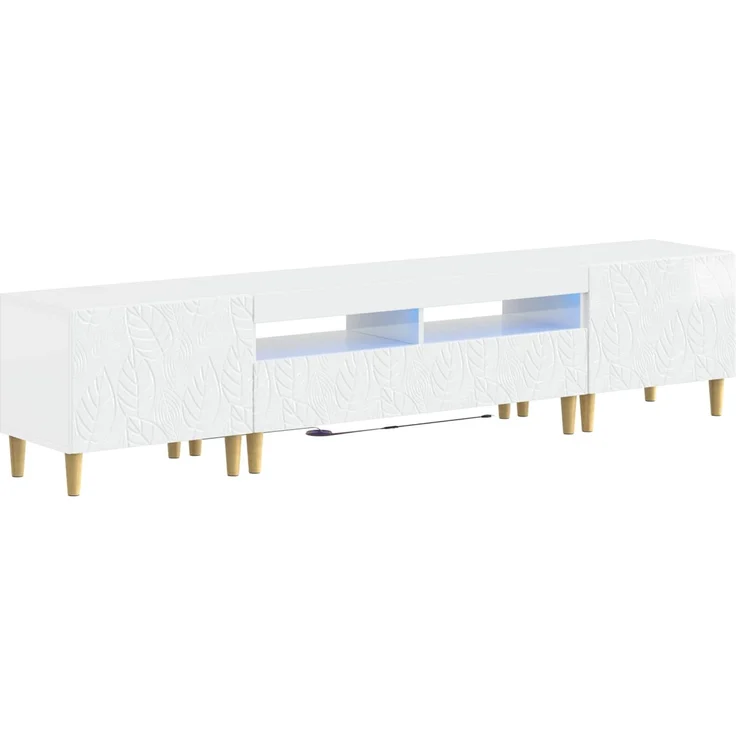vidaXL 3-teiliges LED TV Regal DELFT Hochglanz Weiß Holzwerkstoff 3416762 – Bild 2