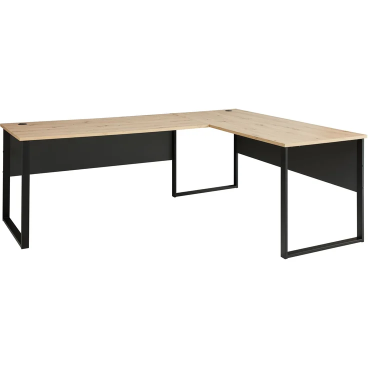 Eckschreibtisch >Memphis< in Artisan Eiche Dekor / schwarz - 223x77x170 (BxHxT) – Bild 1