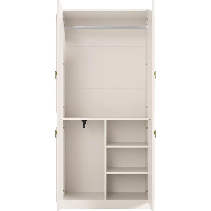 Kleiderschrank mit Kleiderstange und ausziehbarem Hosenhalter, 90x48x200 cm, Weiß – Bild 4