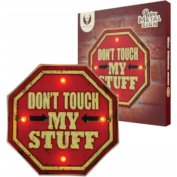 Forever Light Retro Metallschild LED „Don’t Touch“ USB 5V Wanddeko – Bild 5