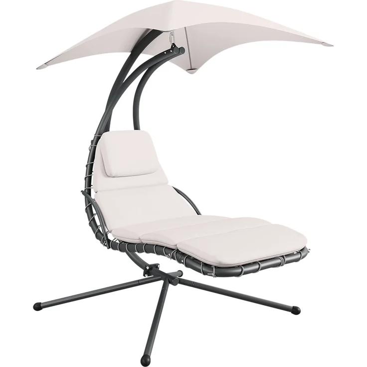 STEELSØN 'Nyria' Schwebeliege mit Sonnenschirm, Hängeliege mit Sitzpolstern, wetterfest, bis 120 kg belastbar, beige – Bild 13