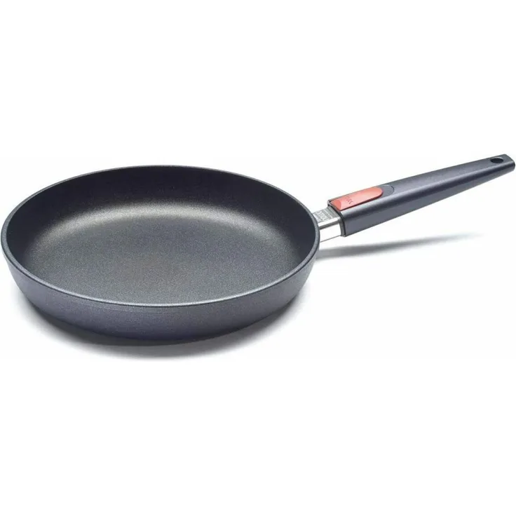 WOLL Titanium Nowo Viereckpfanne mit abnehmbarem Griff, schnitt‑ & abriebfest, 28 cm Ø x ca. 5 cm, Aluminium-Handguss mit Titan-Hartversiegelung, alle Herdarten inkl. Induktion, spülmaschinen‑ & backofenfest bis ca. 250 °C