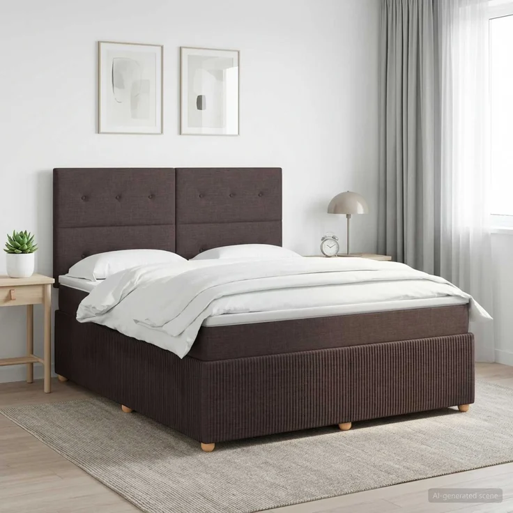 vidaXL Boxspringbett mit Matratze Dunkelbraun 140 x 190 cm Stoff 3454392 – Bild 1