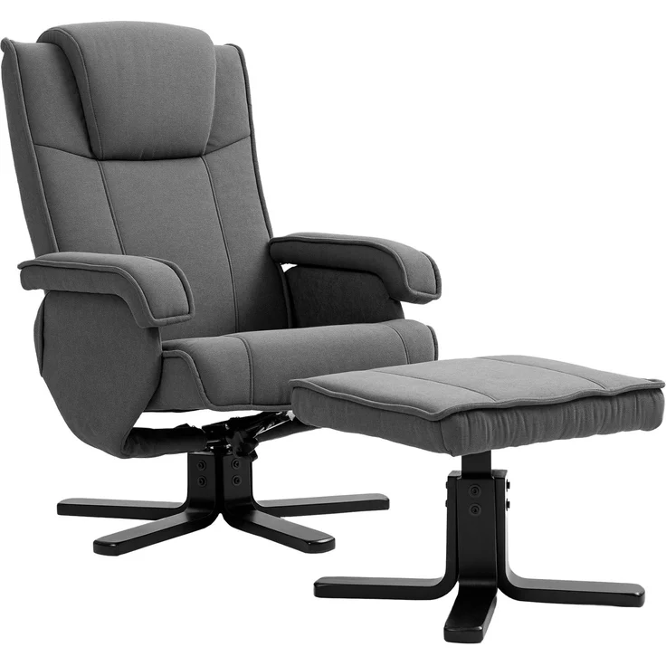 MELAYR, Schaukelbarer Relaxsessel mit Fußhocker, Stoffbezug in Samtoptik, 87 x 67 x 96 cm, Dunkelgrau – Bild 2
