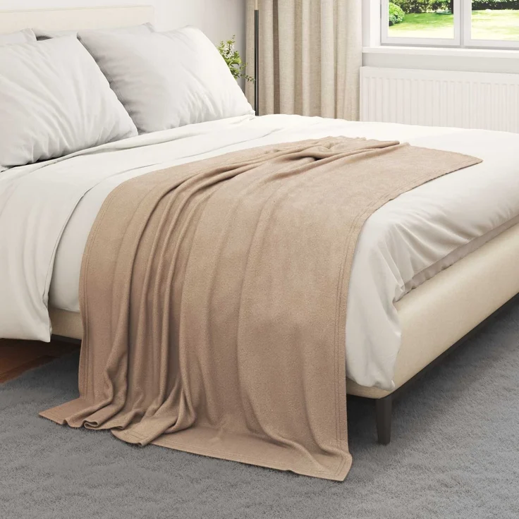 vidaXL Überwurfdecke Kamel 170 x 130 cm Fleece 42017009 – Bild 3