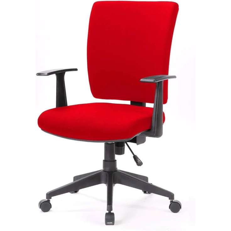 Dmora - Stuhl mit Rädern Palmerston, Chefsessel mit Armlehnen, Ergonomischer Bürositz, 61x65h98/108 cm, Rot – Bild 1