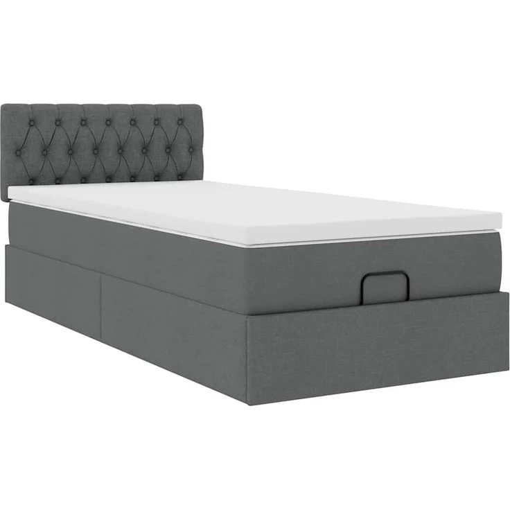 vidaXL Ottoman-Bett mit Matratze & LEDs Dunkelgrau 100x200 cm Stoff 3312368 – Bild 6