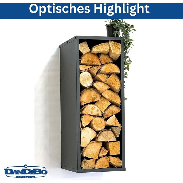 DanDiBo Kaminholzregal Wand Innen Metall Schwarz 80 cm mit Rückwand Wandmontage Hängend Kaminholzständer 96542 Holzkorb Kaminholzhalter – Bild 8
