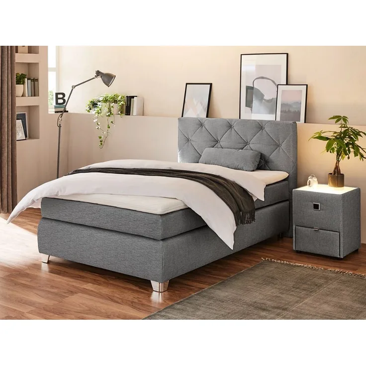 Jockenhöfer Gruppe Boxspringbett Finja, mit Topper und Zierkissen, erhältlich in 90,120,140 & 180cm Breite
