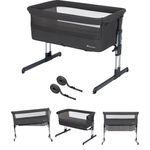 Bebeconfort Calidoo, 2-in-1 Beistellbett Baby & Stubenwagen, 0–6 Monate (0–9 kg), verstellbarer Co-Sleeper, 5 Höhen, große gepolsterte Matratze, Seiten aus Netz, faltbare Seite, Tinted Graphite