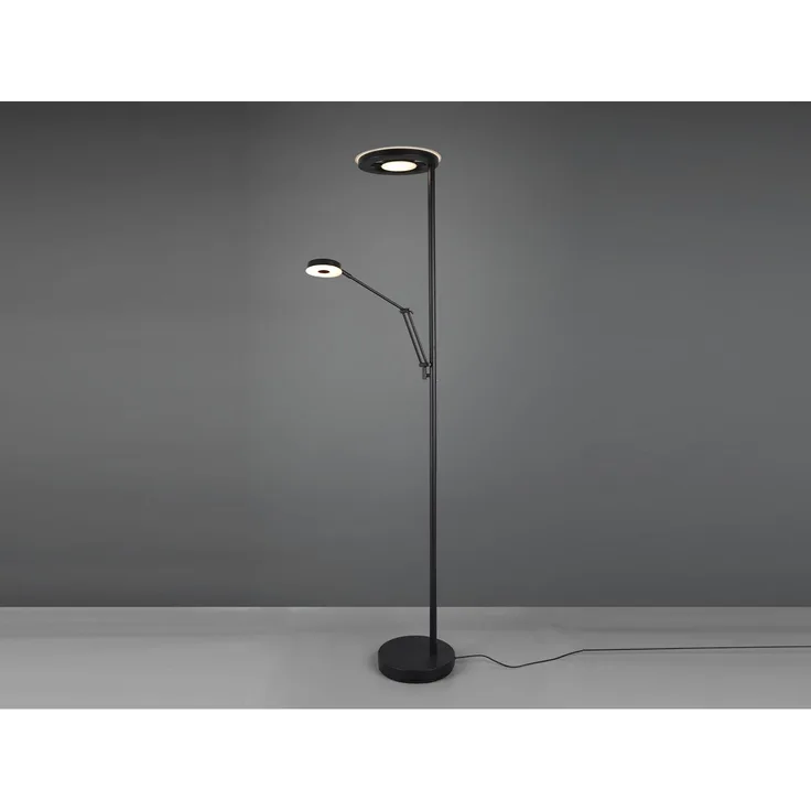 LED Deckenfluter BARRIE mit Leselampe verstellbar Schwarz 181cm