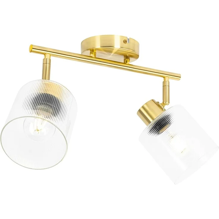 Qazqa LED Aufbaustrahler Laura, ohne Leuchtmittel, E27, Gold, Art Deco, Glas, 2-flammig – Bild 8